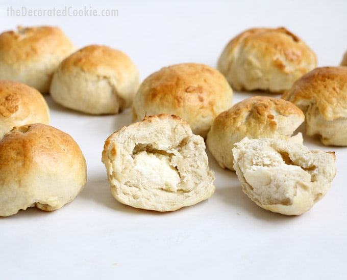 homemade Bantam bagel bites stuffed with cream cheese -- video how-tos