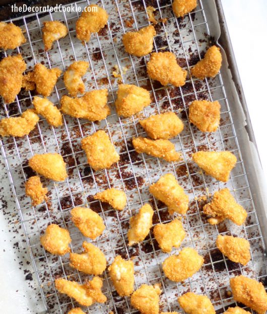 The best baked popcorn chicken with corn flakes crumbs, video recipe