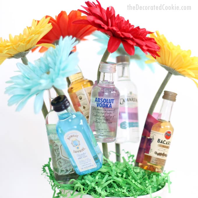 booze bouquet gift idea -- Mother's Day, birthday, housewarming, bridal shower, hostess gift and more!