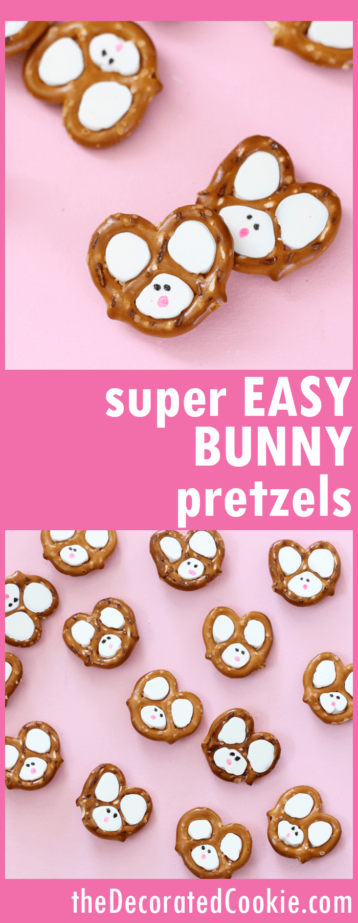 Easy Easter bunny pretzels -- chocolate pretzels 