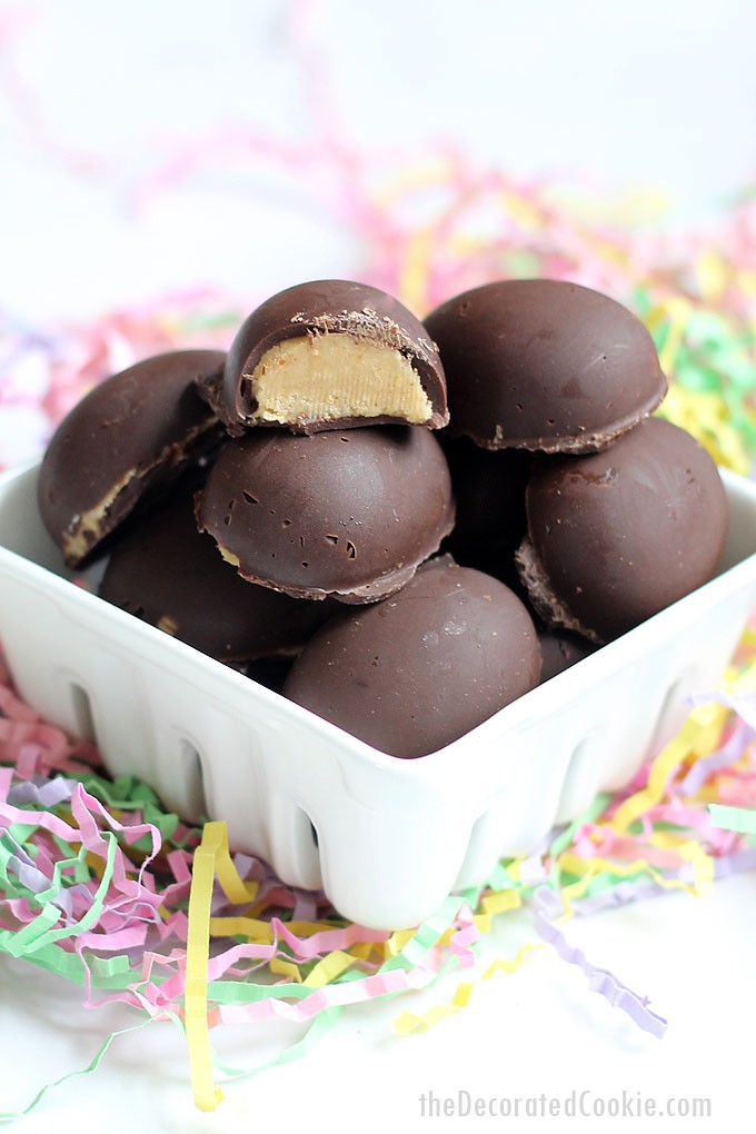 These delicious Reese's homemade chocolate Peanut Butter eggs are so much better than store-bought and just the right size for the Easter bunny to nibble.