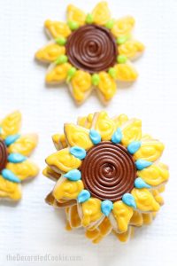 SUNFLOWER COOKIES How To Decorate Cookies With Video Tutorial   Sunflower Decorated Cookies NEW ImAGE 200x300 