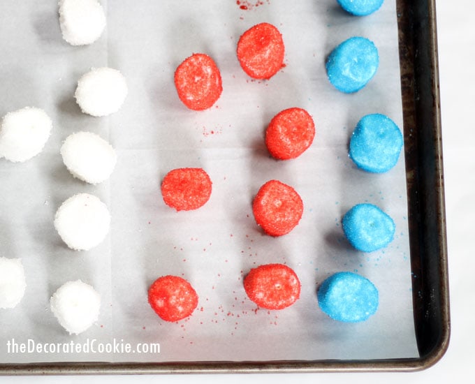 American flag s'mores dip -- fun and easy Summer dessert for the 4th of July and Memorial Day -- how to add sprinkles to marshmallows photo 