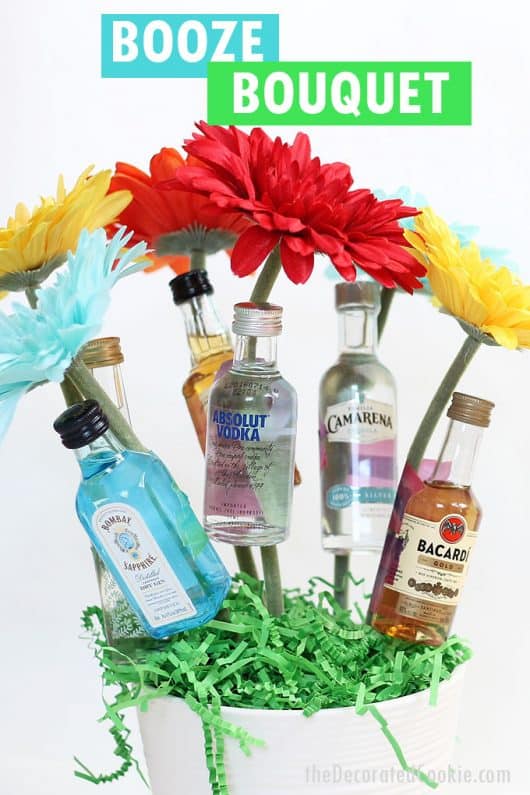 How to make a FUN AND EASY BOOZE BOUQUET homemade gift idea.