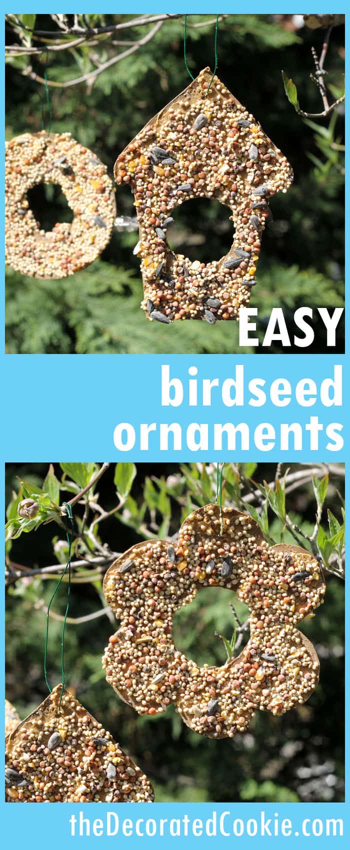 easy birdseed ornaments -- fun kid-friendly garden craft 