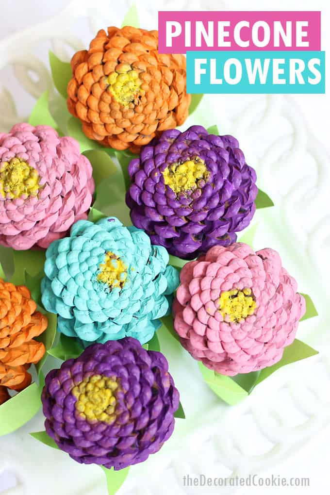 EASY PINECONE FLOWERS Bright home decor craft for spring