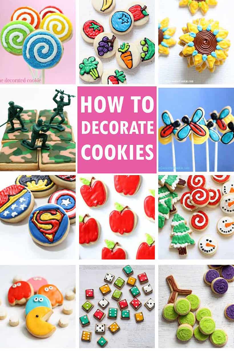 EASY COOKIE DECORATING -- Everything a beginner needs to learn how to decorate cookies. Recipes, piping instructions, flooding, and MORE. 