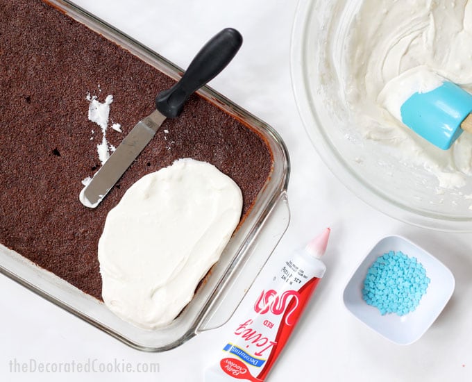 copycat Little Debbie red, white, and blue iced brownies for the 4th of July dessert 