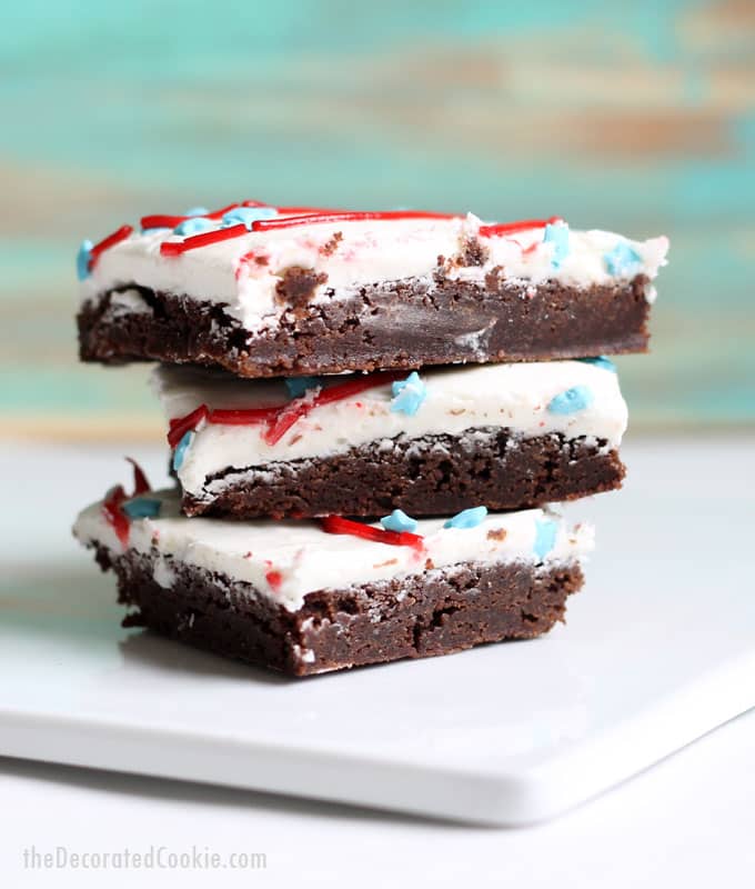 copycat Little Debbie red, white, and blue iced brownies for the 4th of July dessert