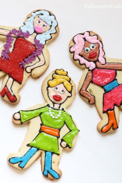 drag queen cookies -- how to decorate cookies -- video how-tos
