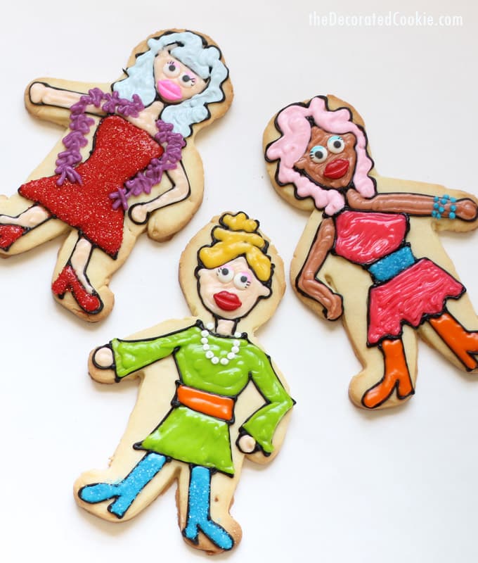 drag queen cookies -- how to decorate cookies -- video how-tos 