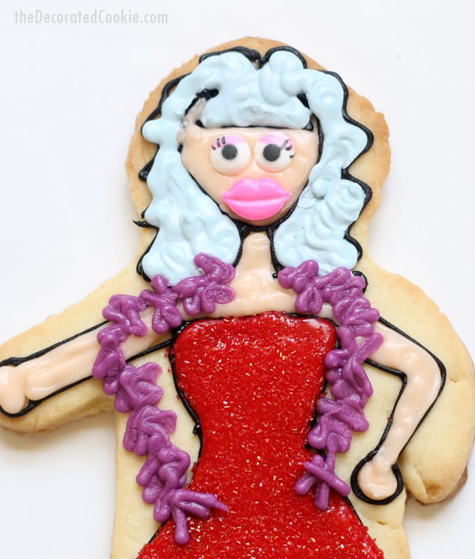 Drag queen cookies: How to decorate. Video step-by-step tutorial.