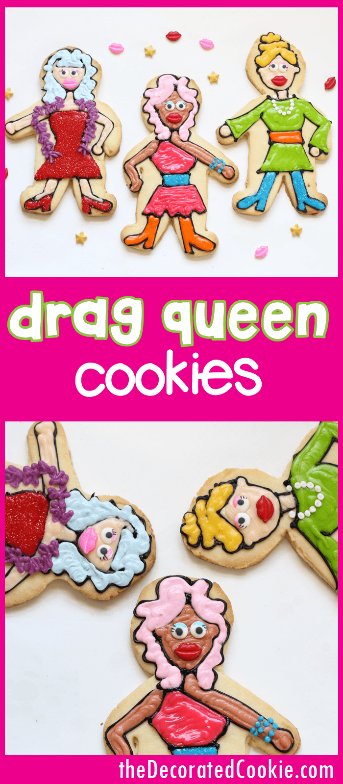 drag queen cookies -- how to decorate cookies -- video how-tos 
