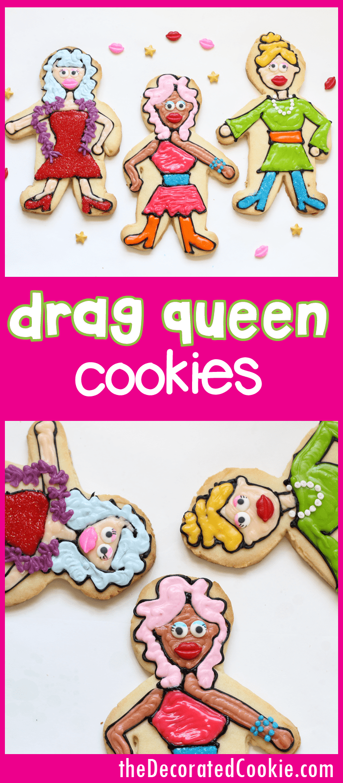 How to decorate drag queen cookies. Video step-by-step tutorial.