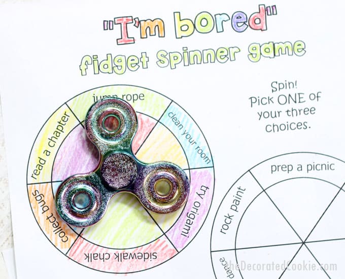"I'm bored" fidget spinner game for kids -- FREE printables -- video how-tos 