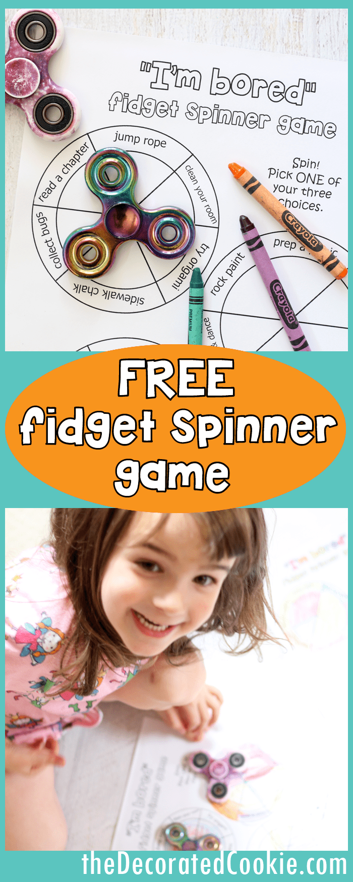 "I'm bored" fidget spinner game for kids -- FREE printables -- video how-tos 