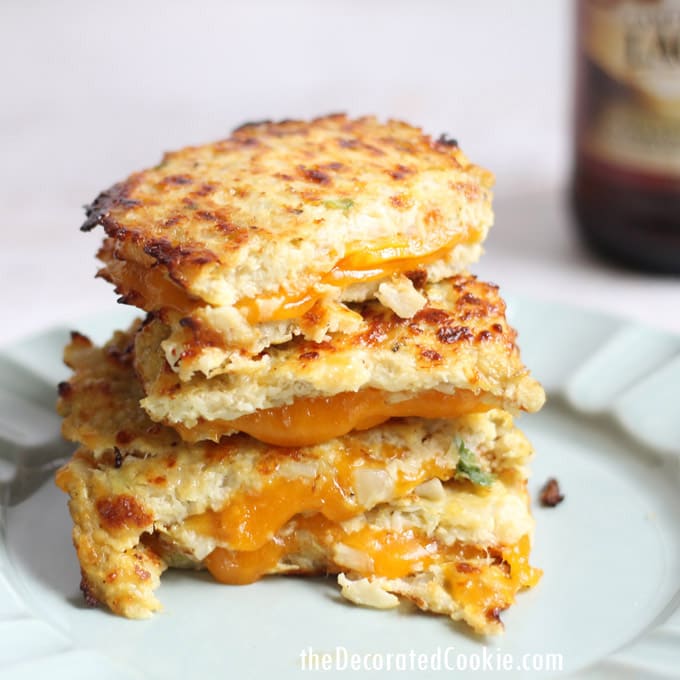 grilled cheese with cauliflower bread -- cauliflower substitute --low-carb lunch -- with video how-to 