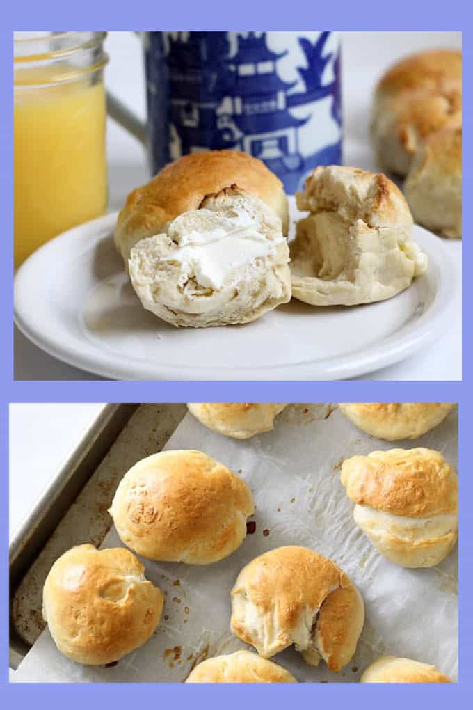 Homemade Bantam bagels stuffed with cream cheese taste just like the Starbucks version. Bagel perfection. Video how-tos with the recipe. #bantambagels #starbucks 