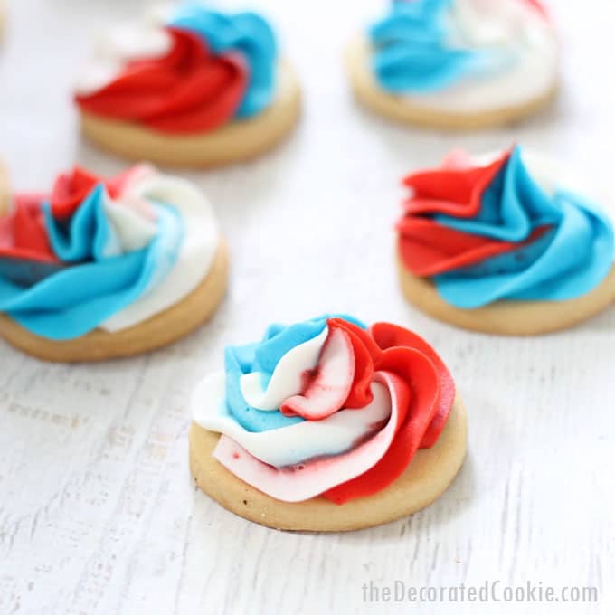 red, withe, and blue swirl cookies -- 4th of July dessert -- video how-tos 