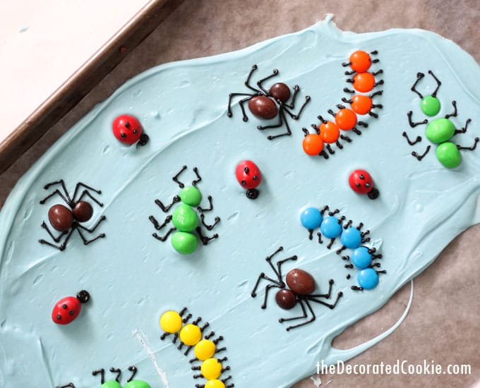creepy, crawly BUG chocolate bark -- fun food idea for a bug or science party -- Halloween treat idea 