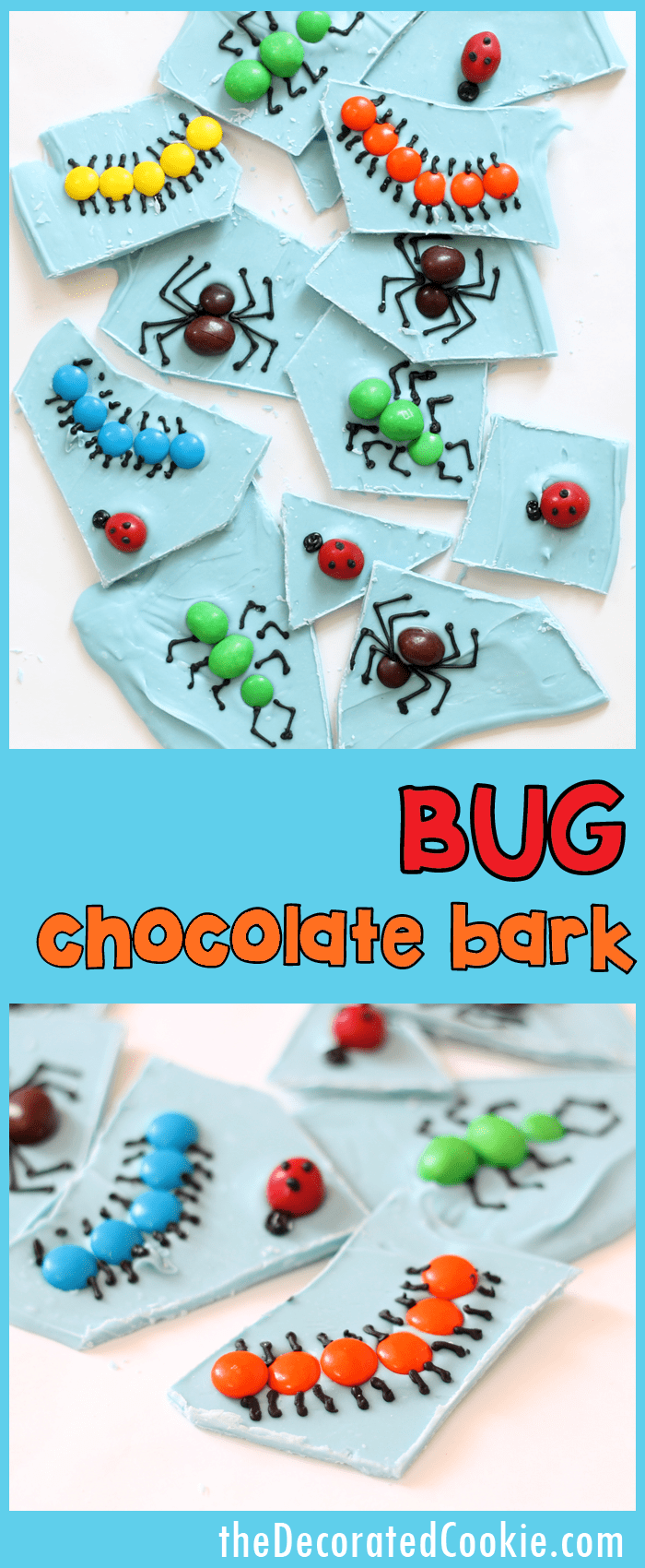 creepy, crawly BUG chocolate bark -- fun food idea for a bug or science party -- Halloween treat idea 