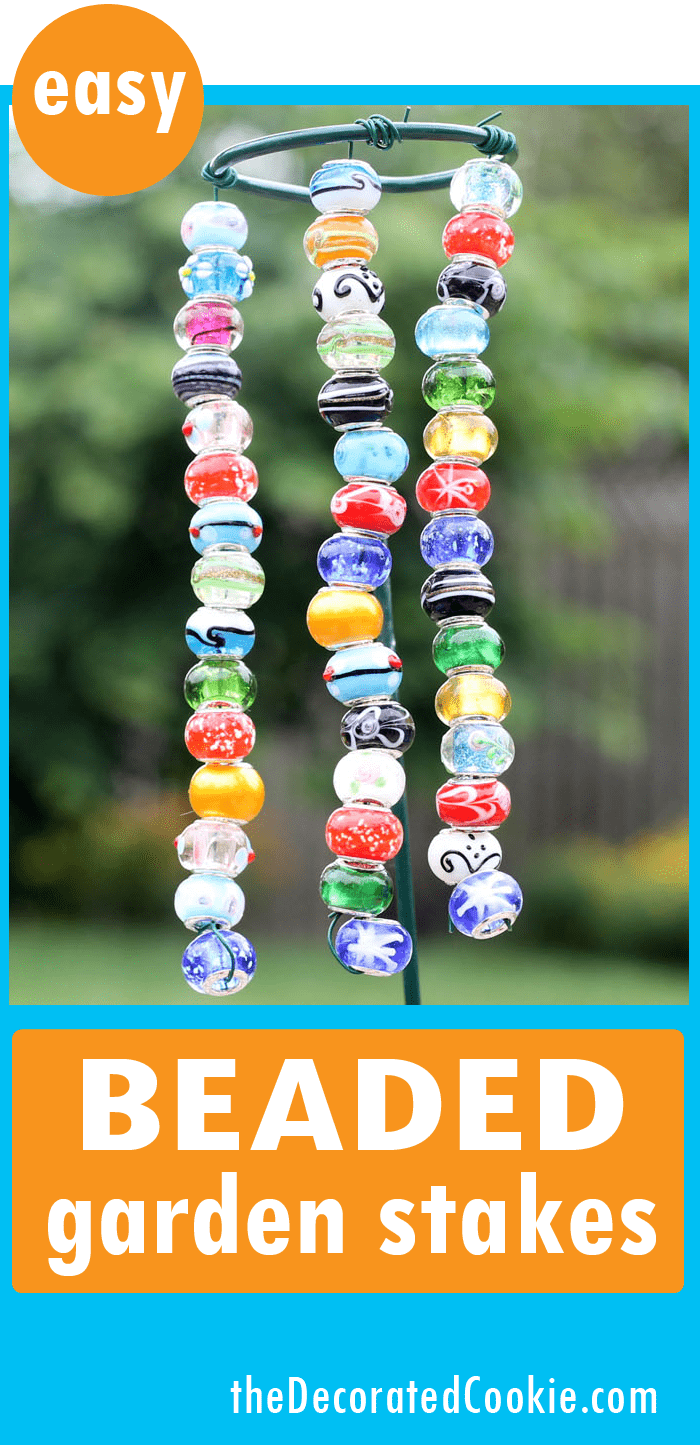 EASY DIY beaded garden stakes- - garden crafts 