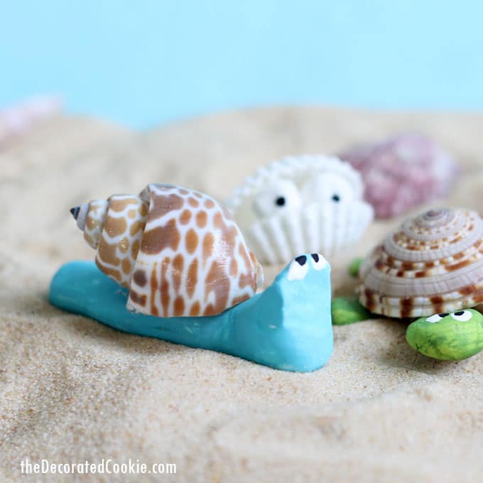 how to make sea shell creatures -- beach crafts -- summer -- sea animals 