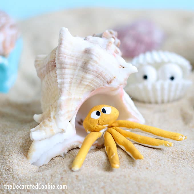 seashell creatures summer craft idea for kids or adults