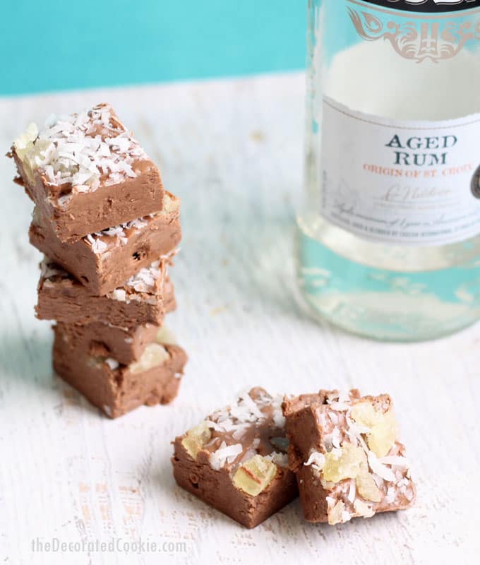 EASY 3-ingredient PINA COLADA fudge -- delicious boozy fudge --strong, adults only