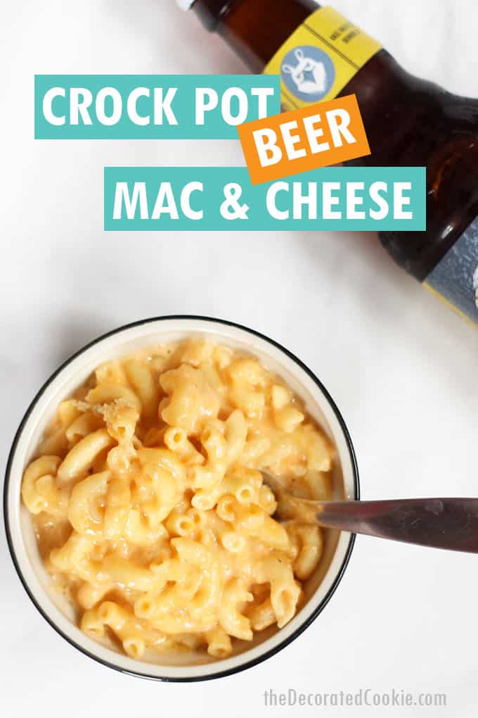 BOWL of crock pot beer mac and cheese 