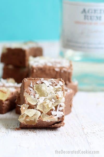 pina colada boozy fudge with pineapple and coconut and rum