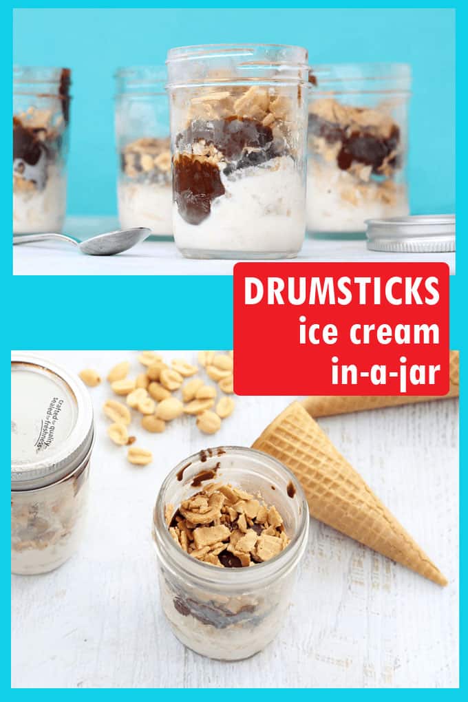 homemade Drumsticks ice cream in a jar! Great no-bake, frozen summer dessert idea #summer #drumsticksicecream #masonjar 