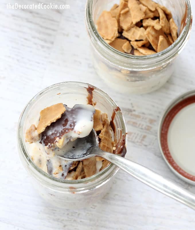 homemade Drumsticks ice cream in a jar -- a copycat version of the store-bought ice cream treat, in a cute little mason jar 