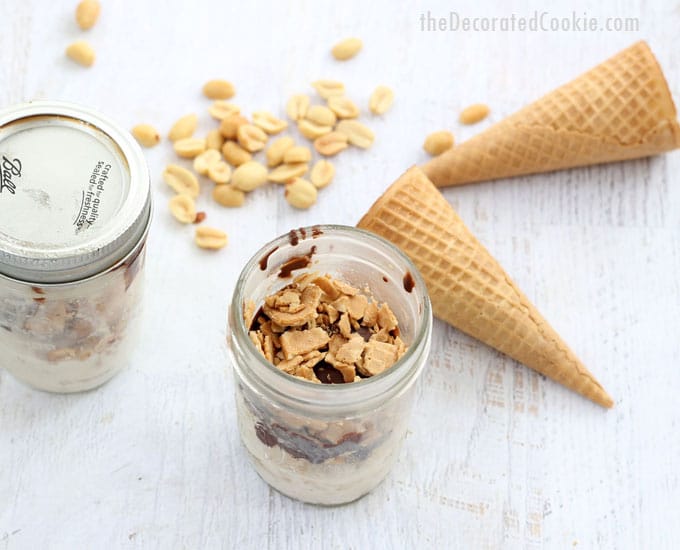 homemade Drumsticks ice cream in a jar -- a copycat version of the store-bought ice cream treat, in a cute little mason jar 