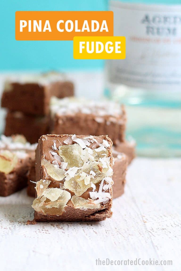 5-ingredient Pina Colada boozy fudge -- rum, coconut, and pineapple