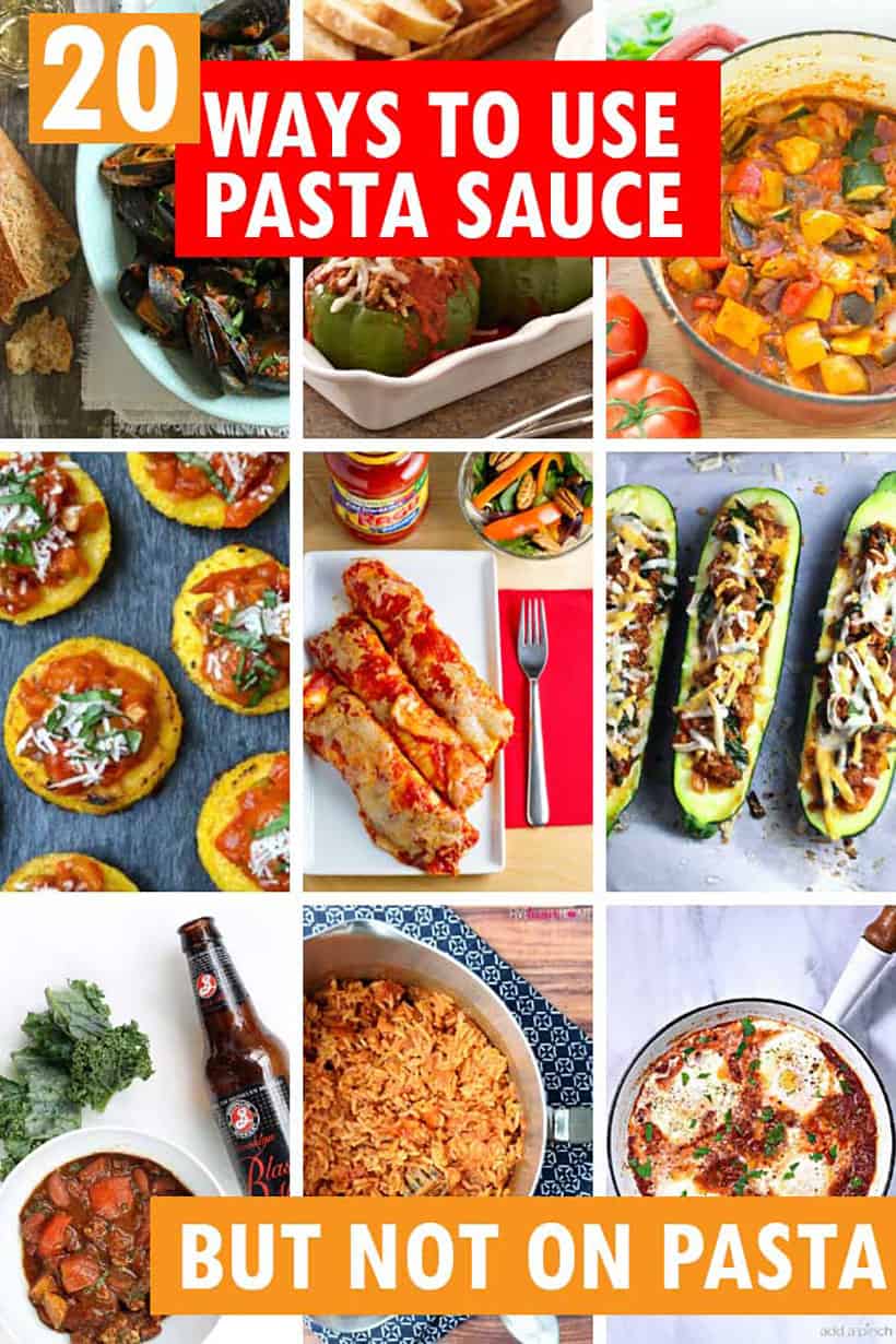 a collage of recipes that use tomato sauce