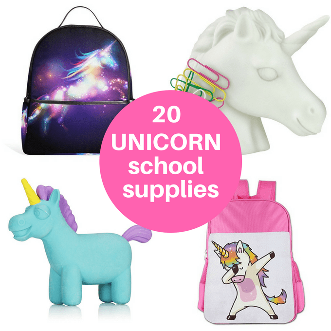 roundup of unicorn school supplies for back to school