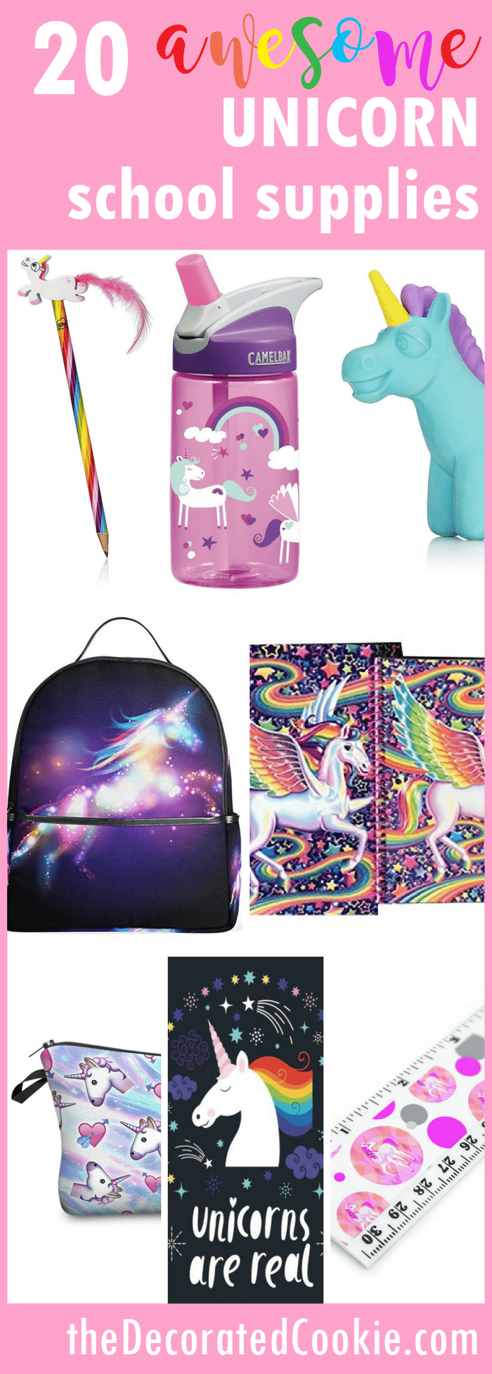 roundup of unicorn school supplies for back to school