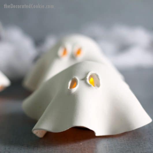 AIR-DRY CLAY GHOST TEALIGHTS-- fun and easy Halloween decor idea