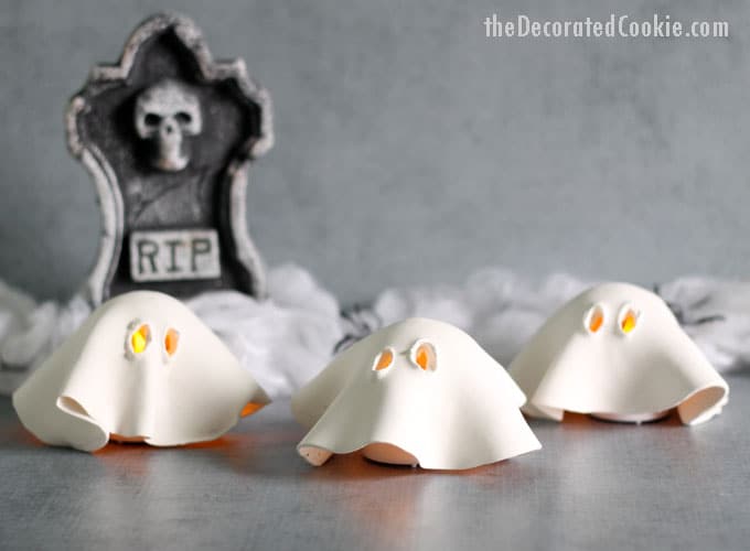 air-dry clay ghost tea lights -- easy Halloween craft and decor 