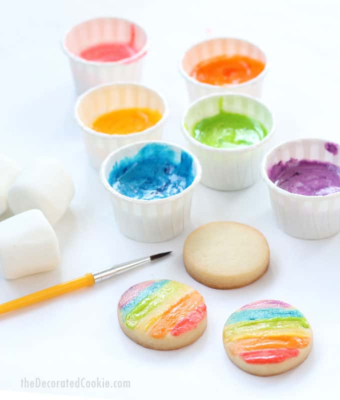 edible marshmallow paint -- fun food craft for kids -- paint on cookies, marshmallows, or paper 