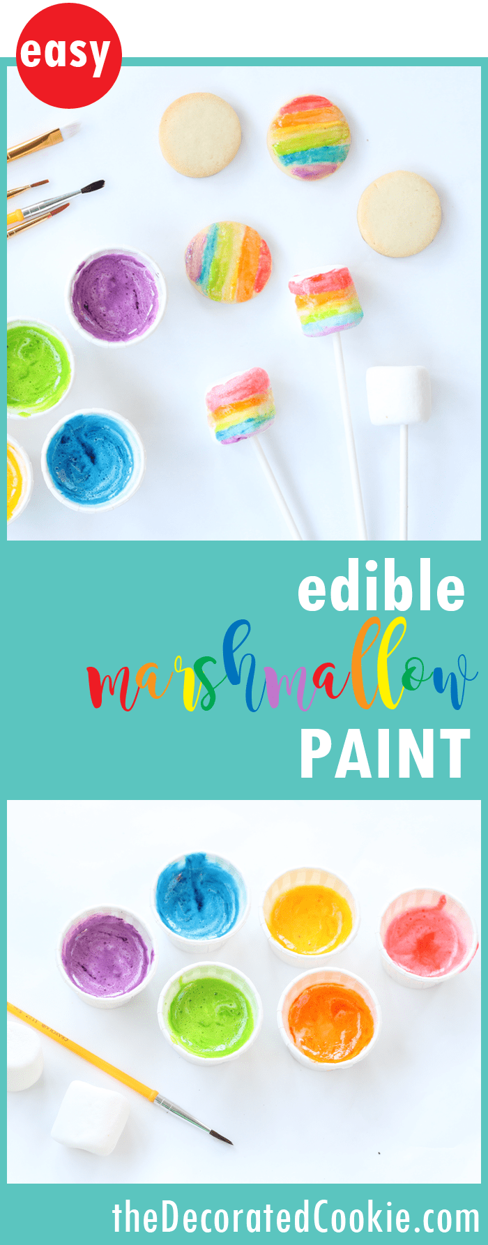 edible marshmallow paint -- fun food craft for kids -- paint on cookies, marshmallows, or paper 