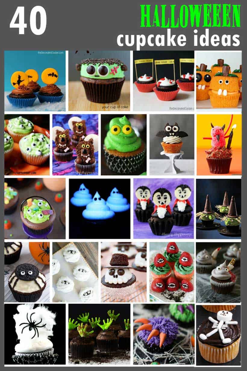 collage of Halloween cupcakes 