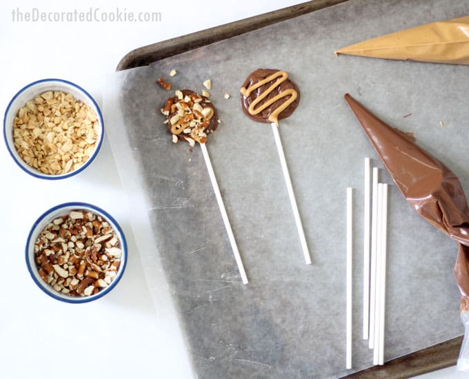 homemade Take 5 pops -- copycat Take Five candy bars on a stick 