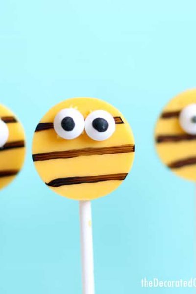 bumble bee chocolate pops -- cute bug treats -- for Zinnea and the Bees children's book