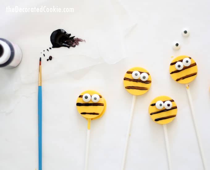 bumble bee chocolate pops -- cute bug treats -- for Zinnea and the Bees children's book 