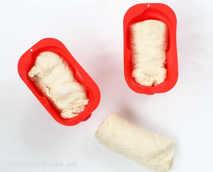 dough in cat bread silicone mold 