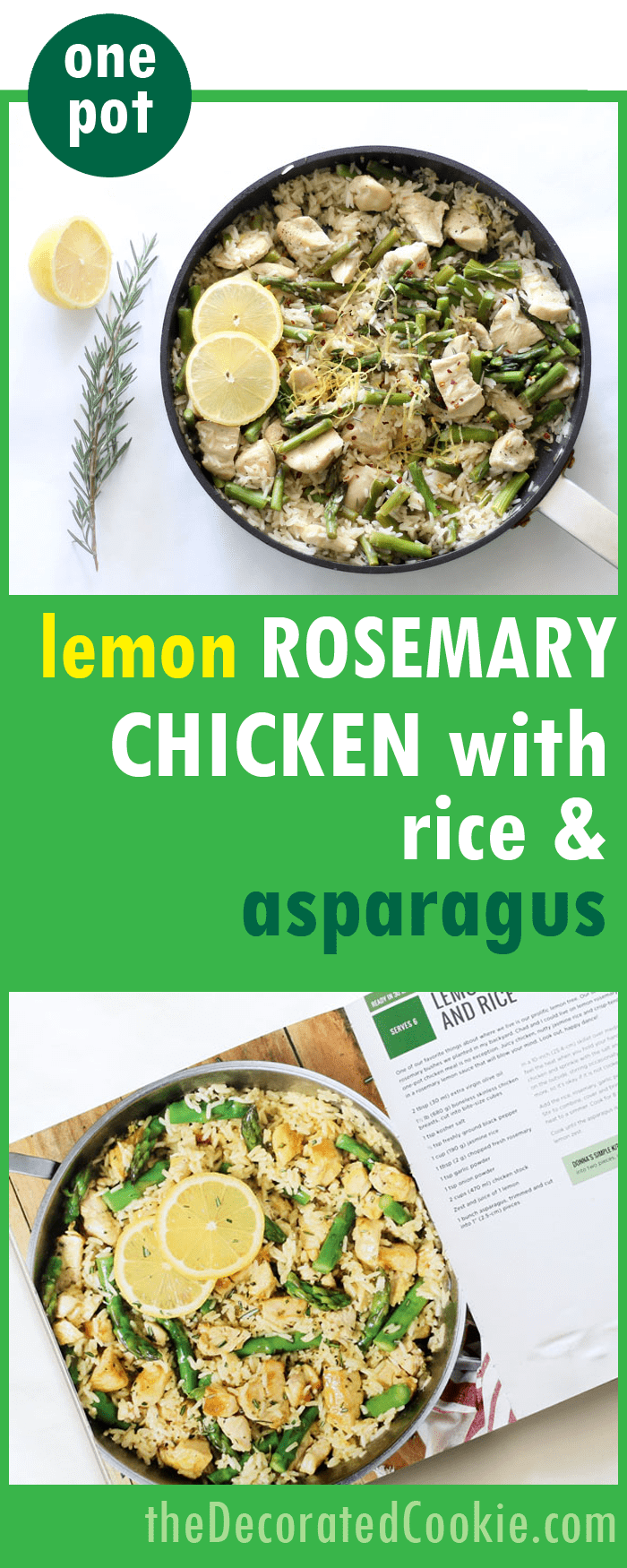 weeknight dinner idea one pot dinner idea: lemon rosemary chicken with rice and asparagus 