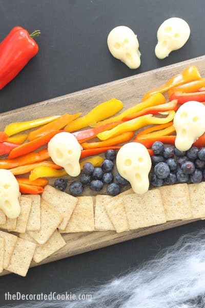 The Scream theme cheese and veggie Halloween appetizer