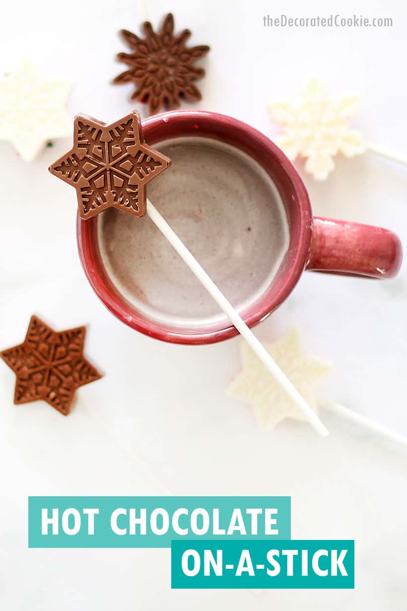 hot chocolate on a stick and hot coco